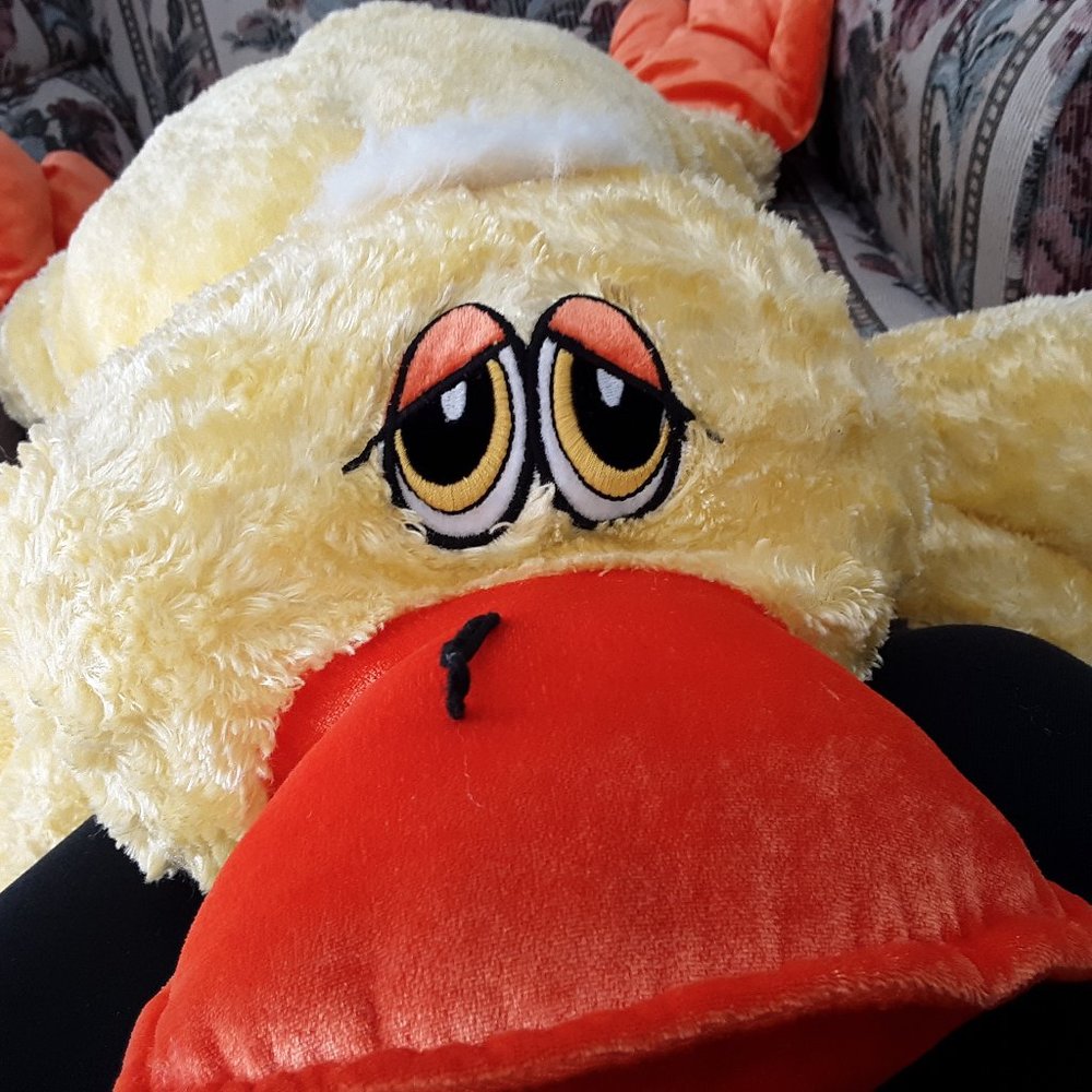 Giant Stuffed Platypus, Brilliant Yellow, Orange w/White Crest